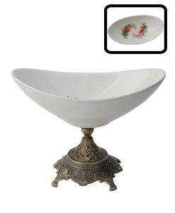 آجیل‌خوری چینی گلدار پایه آنتیک