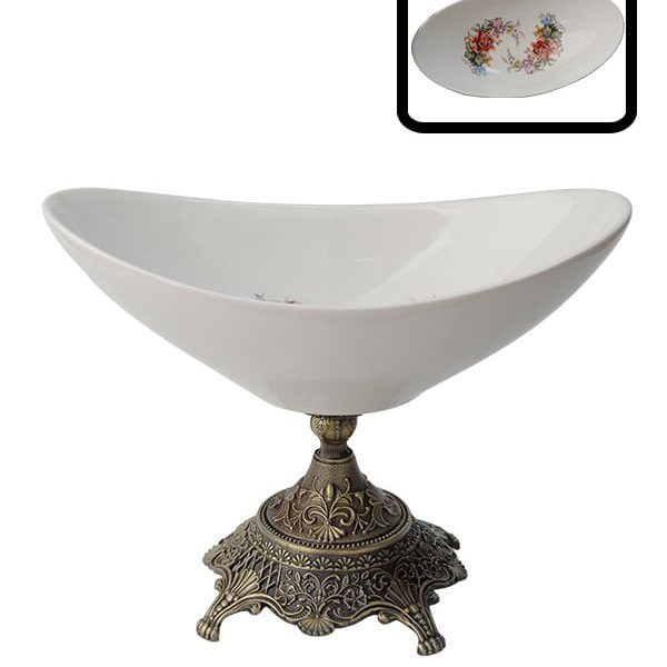 آجیل‌خوری چینی گلدار پایه آنتیک