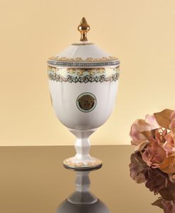 شکلات خوری چینی پایه دار بزرگ رزنتال فیروزه ای