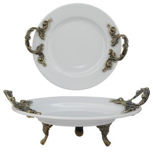 شیرینی خوری چینی گرد با دسته آنتیک
