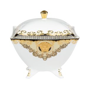 شکلات‌خوری چینی چهارگوش درب‌دار طرح رزنتال