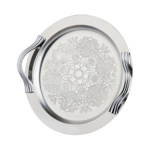 سینی استیل گرد متوسط دسته شیاردار برند شاینی