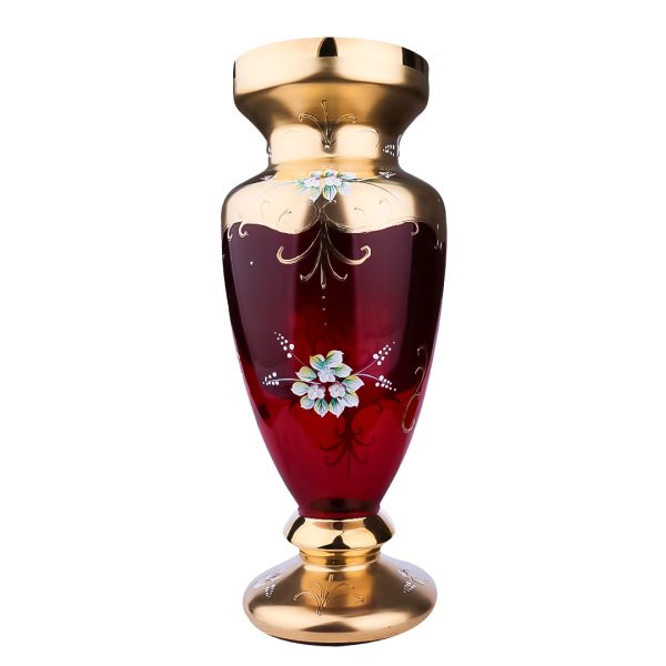 گلدان طلاکوب گل برجسته قرمز اگرمن