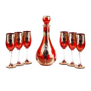  سرویس تنگ و گیلاس طلاکوب شاه عباسی قرمز
