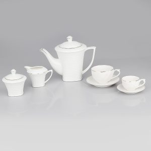 سرویس 29 پارچه چایخوری بن چاینا سفید لب طلا