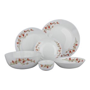 سرویس غذاخوری ۲۶ پارچه گلدن اوپال مدل دیوالی طرح بهار صورتی