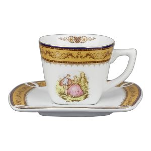 قهوه خوری 12 پارچه لمونژ طلایی مدل فلت