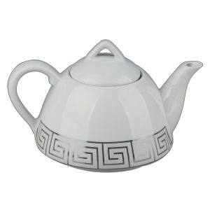 قوری چینی کف پهن پلاتین ورساچه نقره ای