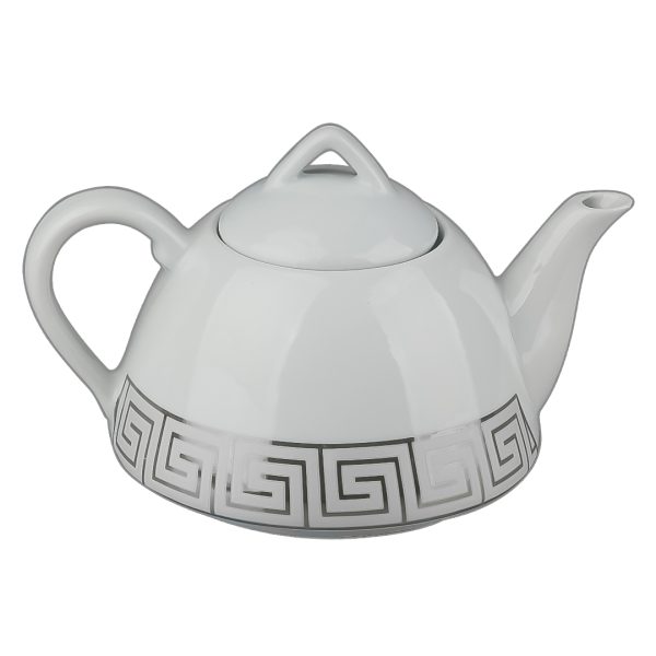 قوری چینی کف پهن پلاتین ورساچه نقره ای