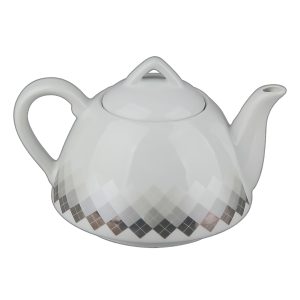 قوری چینی کف پهن پلاتین خشت