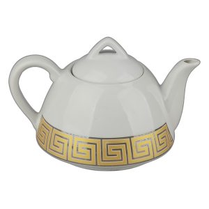 قوری چینی کف پهن پلاتین ورساچه طلائی