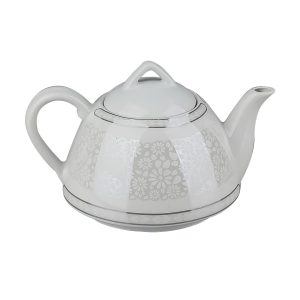 قوری چینی کف پهن پلاتین حریر